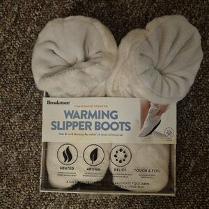 Brookstone Cream Warming Slipper Boots